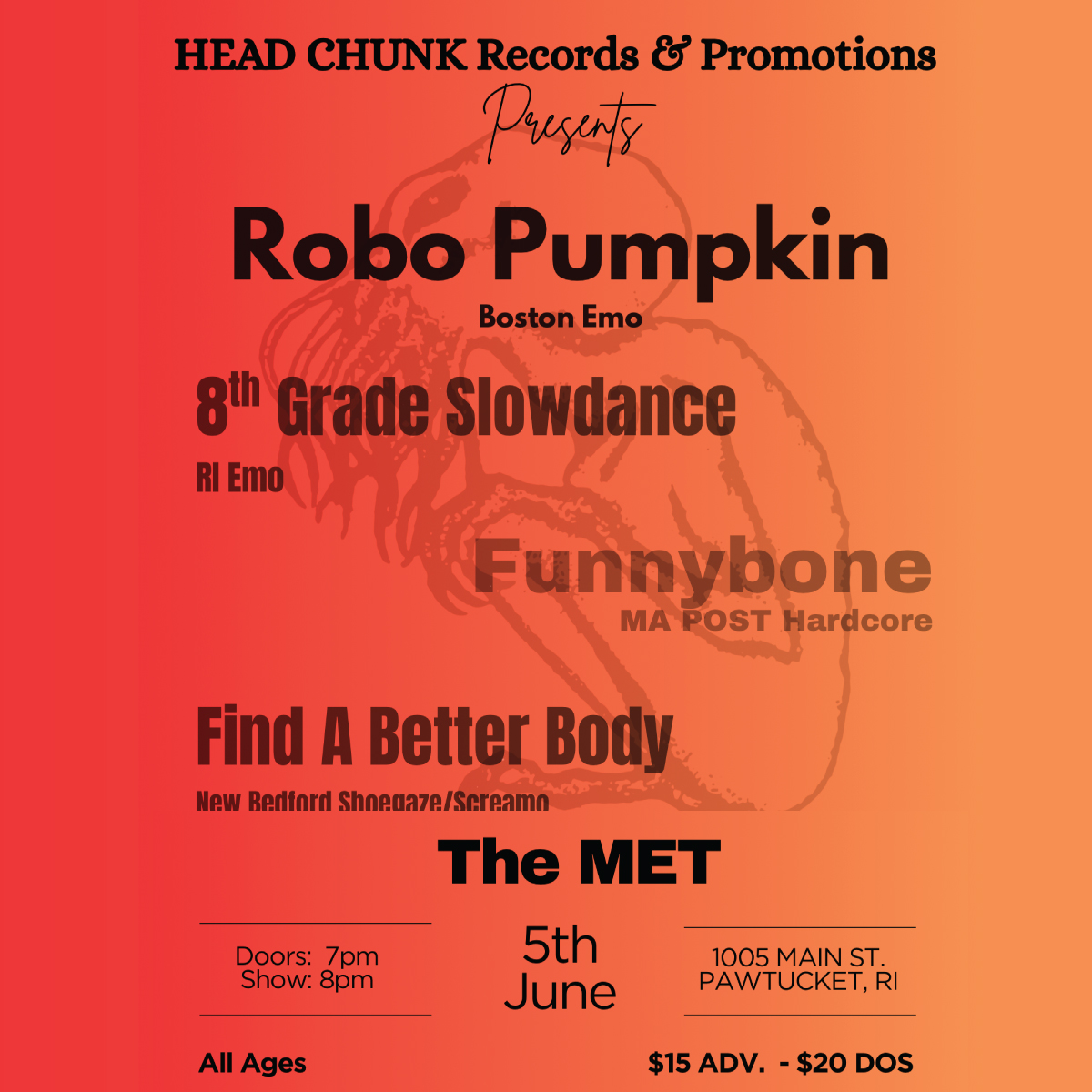 ROBO PUMPKIN<br>8th Grade Slowdance<br>Funnybone • Find A Better Body